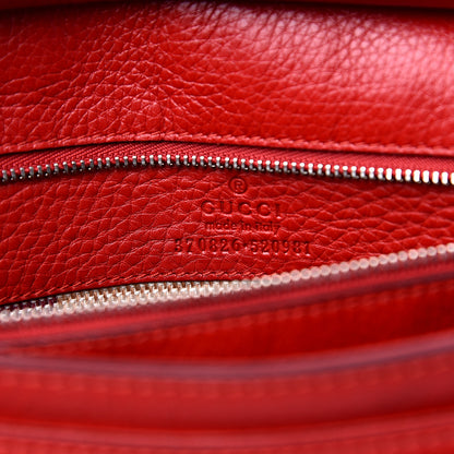Gucci Pebbled Calfskin Medium Bamboo Daily Flap Shoulder Bag Red 5 of 11