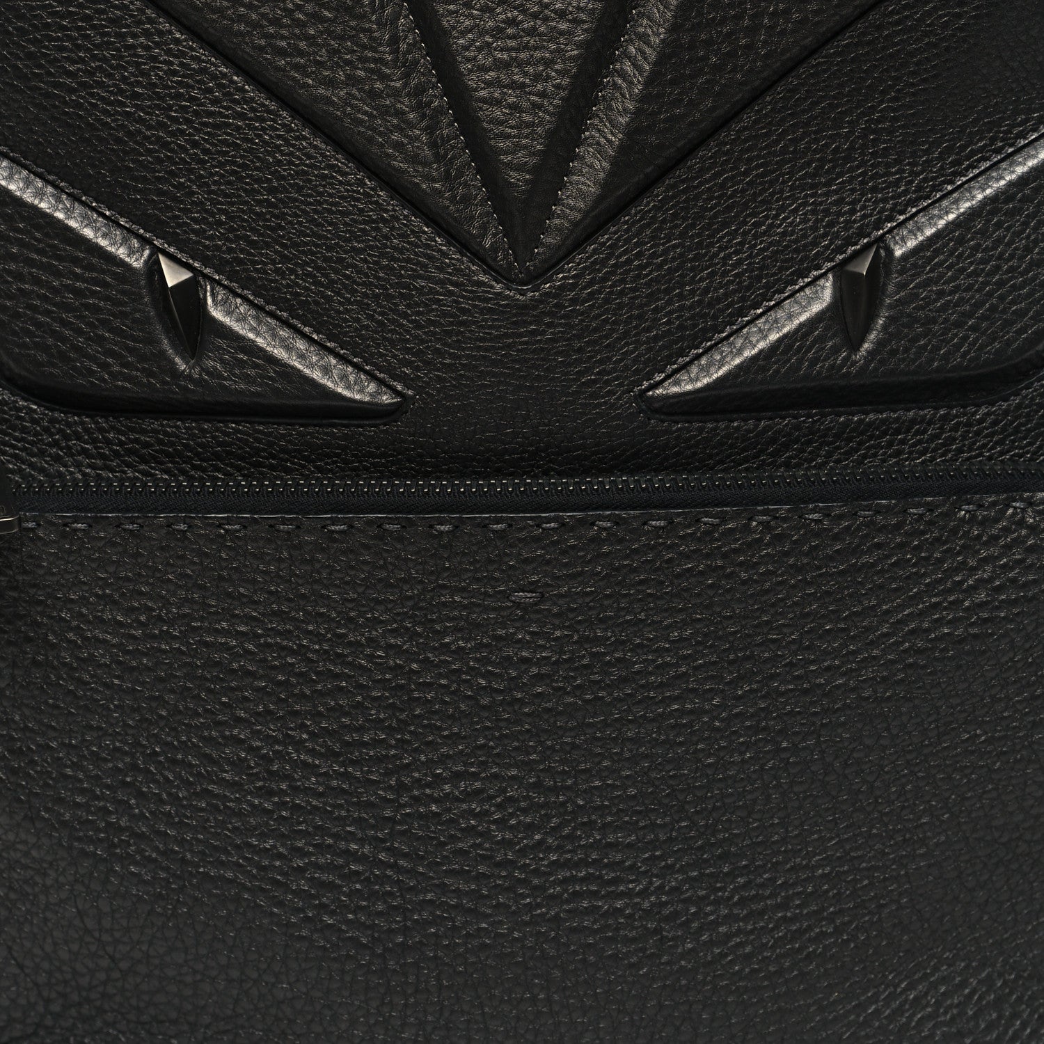 Fendi Cuoio Romano Lux Selleria Monster Eyes Embossed Rounded Backpack Asfalto 9 of 11