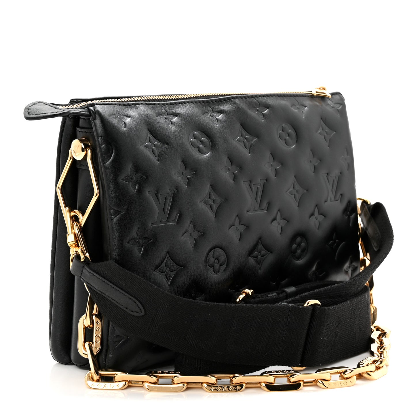 Lambskin Embossed Monogram Coussin PM Black