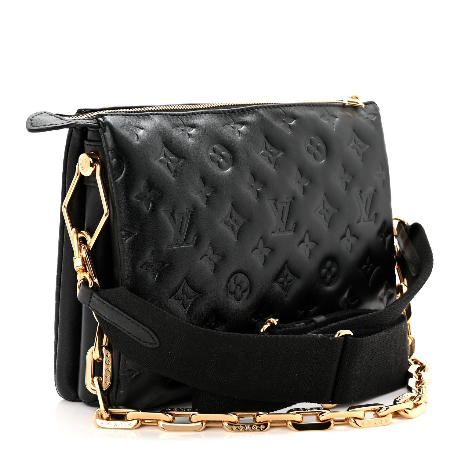 Louis Vuitton Lambskin Embossed Monogram Coussin PM Black 3 of 9