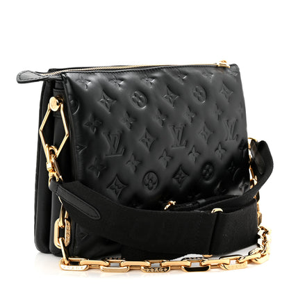 Louis Vuitton Lambskin Embossed Monogram Coussin PM Black 3 of 9