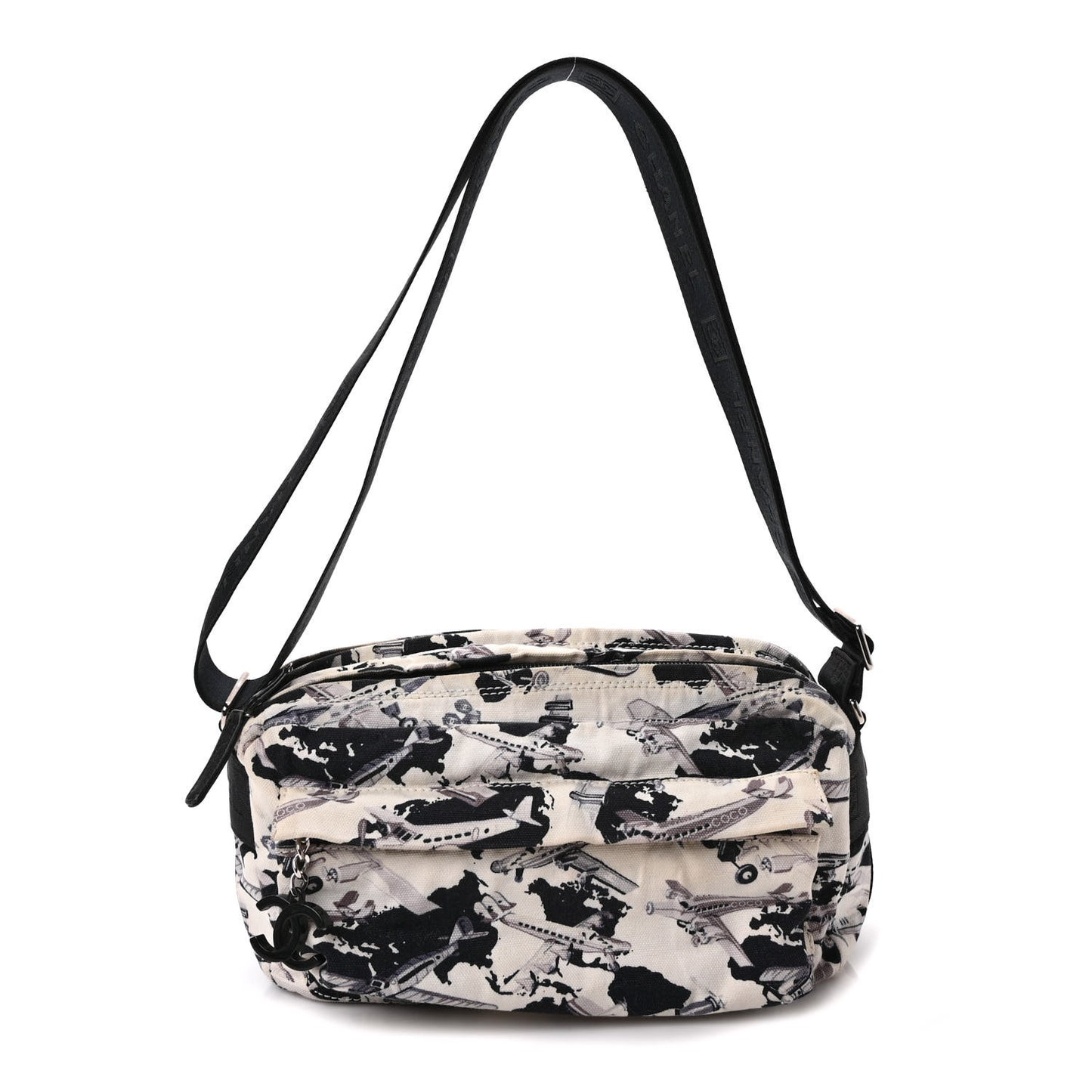 Canvas Coco Airline Messenger Bag Black White