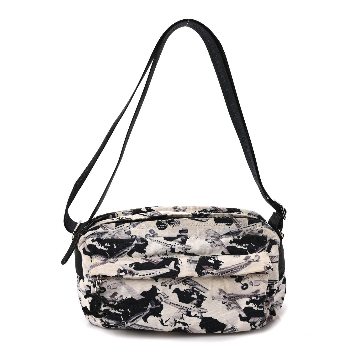 Chanel Canvas Coco Airline Messenger Bag Black White 1 of 10