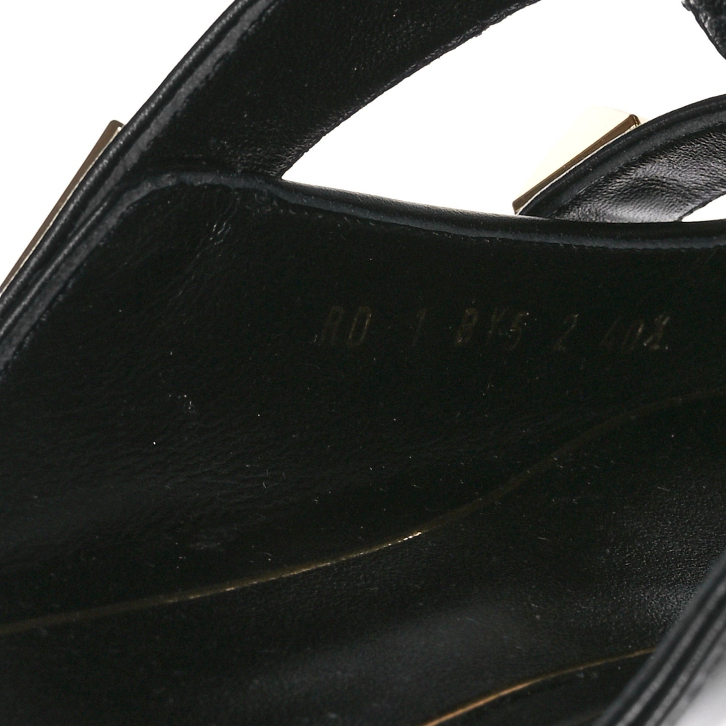Calfskin Roman Stud Ankle Strap Flat Mules 40.5 Black