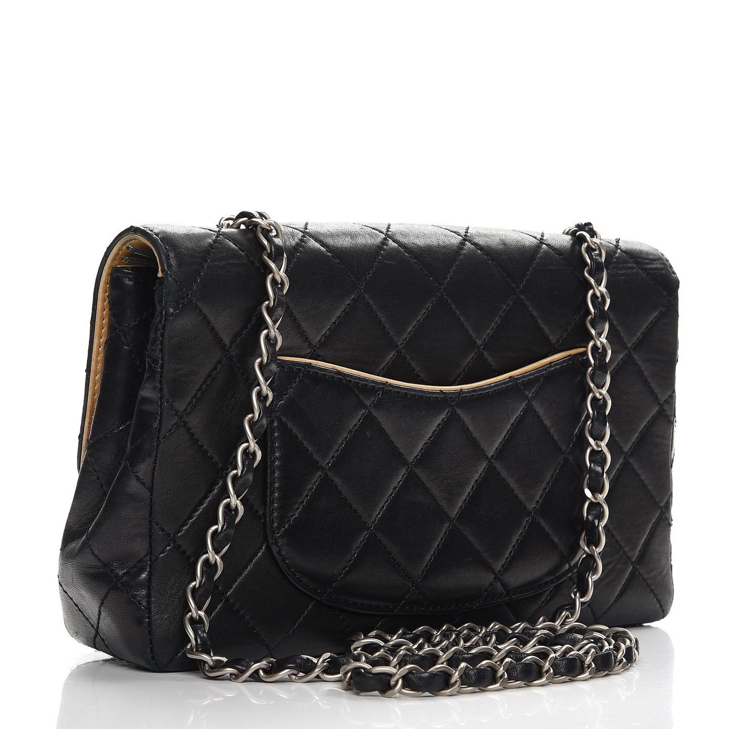 Lambskin Quilted Bi-Color Medium Single Flap Black Beige
