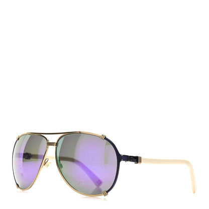 Christian Dior Mirrored Chicago 2 Aviator Sunglasses White Purple 1 of 6