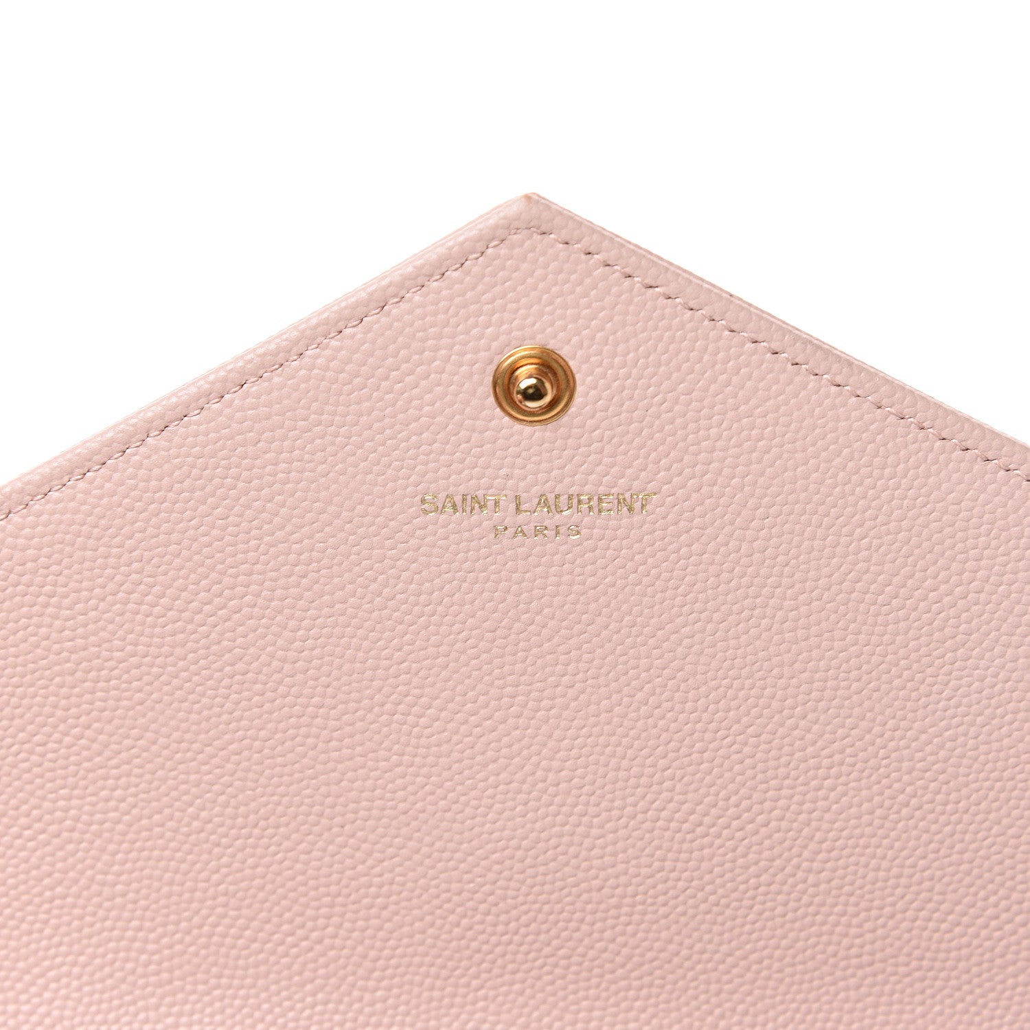 Saint Laurent Grain De Poudre Matelasse Chevron Monogram Chain Wallet Pale Blush 4 of 13