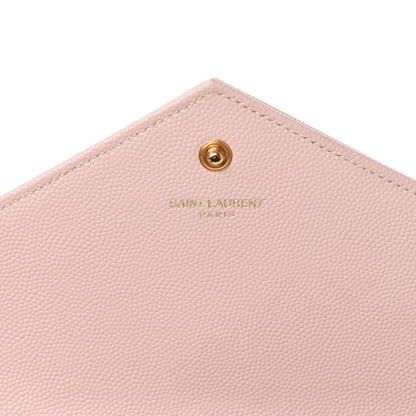Saint Laurent Grain De Poudre Matelasse Chevron Monogram Chain Wallet Pale Blush 4 of 13