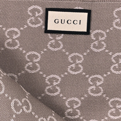 Gucci Wool GG Monogram HalfGG Fringe Scarf Ivory Beige 4 of 4