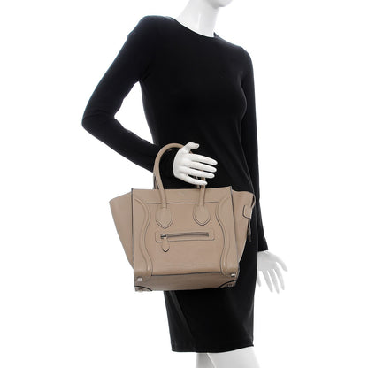 Celine Drummed Calfskin Micro Luggage Dune 2 of 8