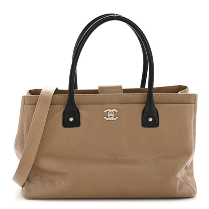 Chanel Calfskin Cerf Executive Shopper Tote Beige Black 1 of 15