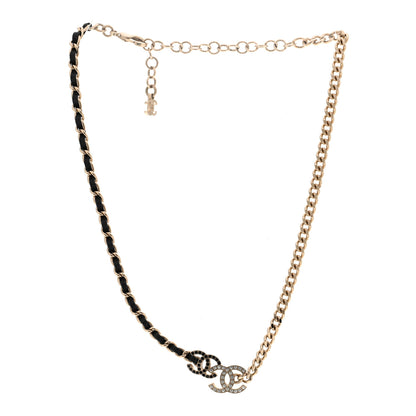 Chanel Lambskin Crystal CC Chain Choker Necklace Black Gold 3 of 6