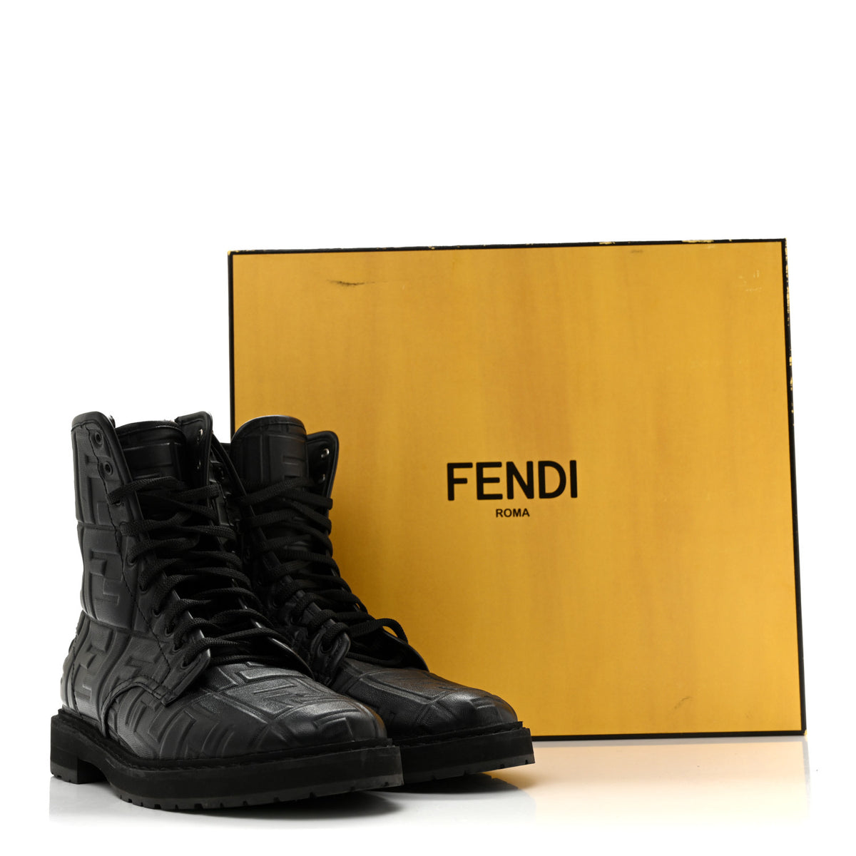 Nappa FF Embossed Womens Biker Boots 38.5 Black