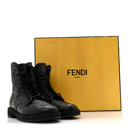 Fendi Nappa FF Embossed Womens Biker Boots 38.5 Black 11 of 11