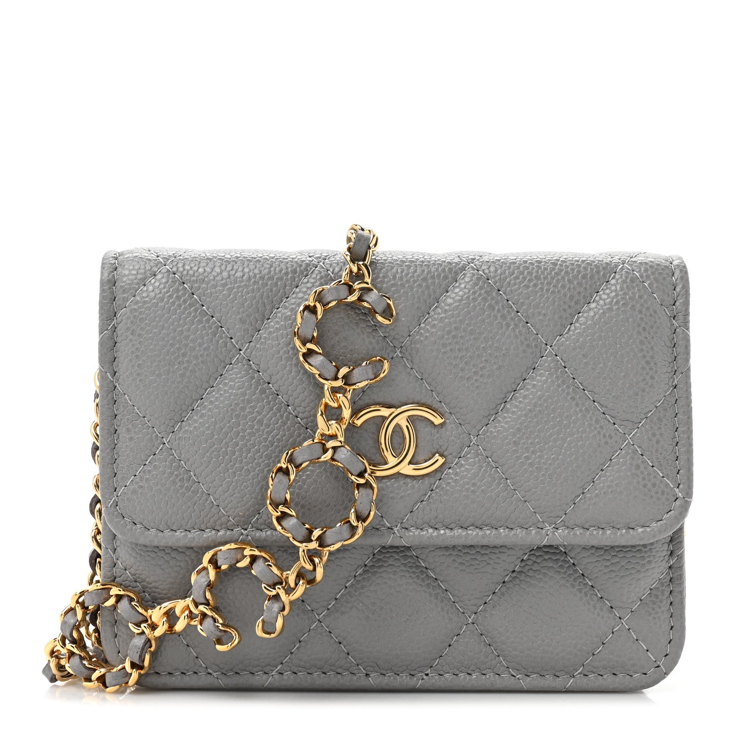 Chanel Caviar Quilted Miss Coco Clutch With Chain Grey 1 of 9