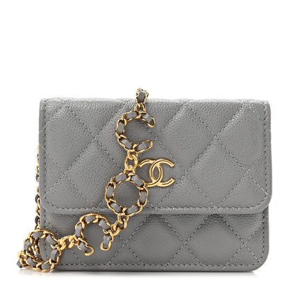 Chanel Caviar Quilted Miss Coco Clutch With Chain Grey 1 of 9