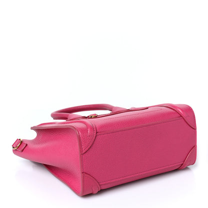 Celine Drummed Calfskin Nano Luggage Fuchsia 4 of 9