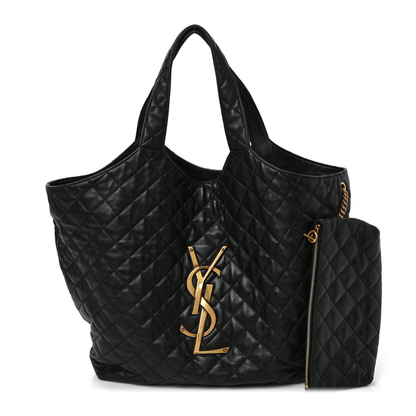 Lambskin Quilted Maxi Icare Shopping Tote Black