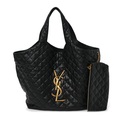 Saint Laurent Lambskin Quilted Maxi Icare Shopping Tote Black 1 of 10