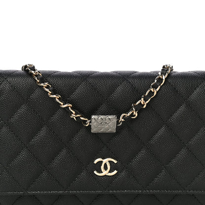 Chanel Caviar Quilted Wallet With Charms On Chain WOC Black 3 of 12