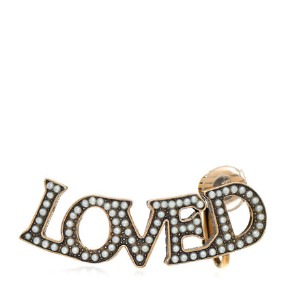 Gucci Metal Pearl Loved Ear Cuff Earring Aged Gold 1 of 4