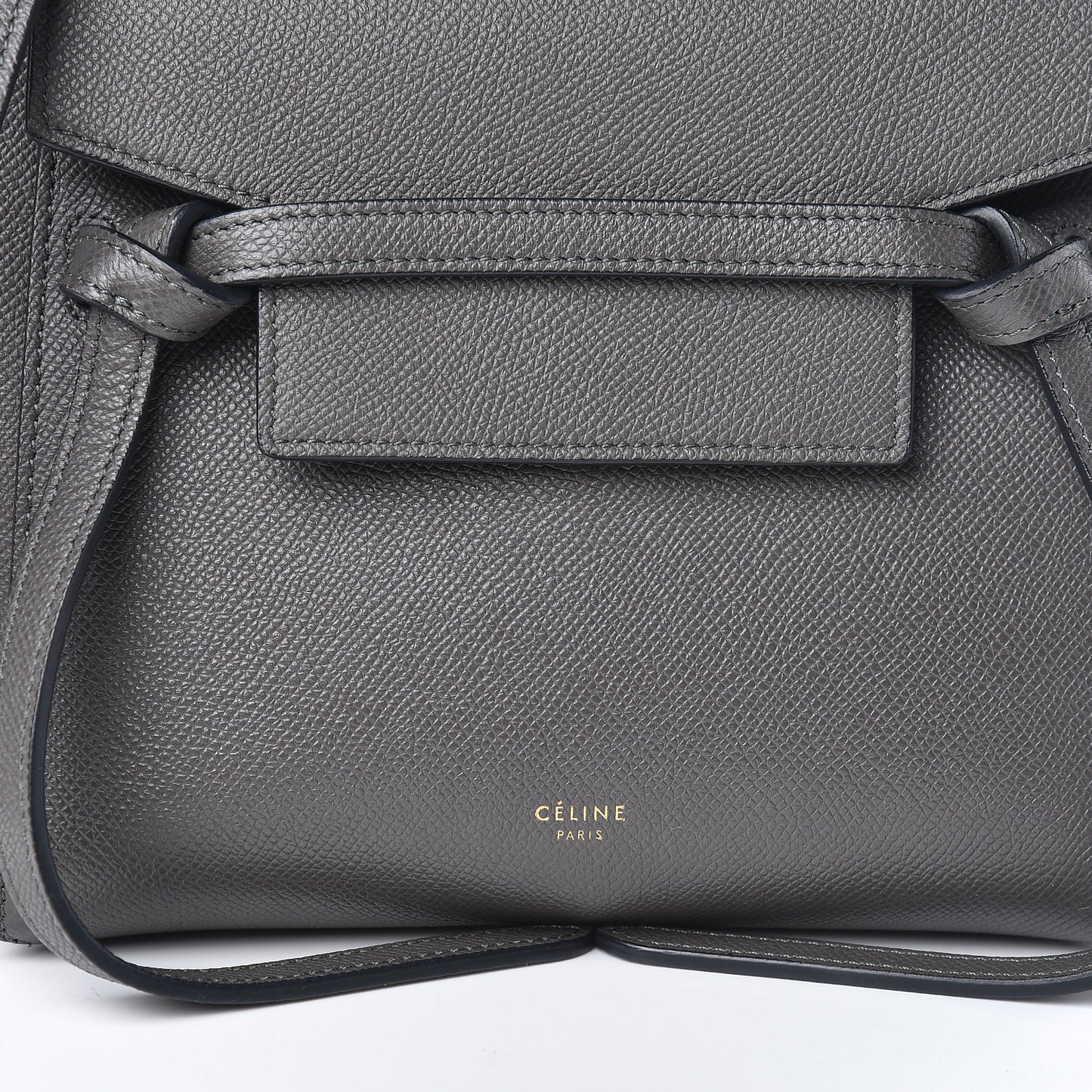 Grained Calfskin Nano Belt Bag Grey