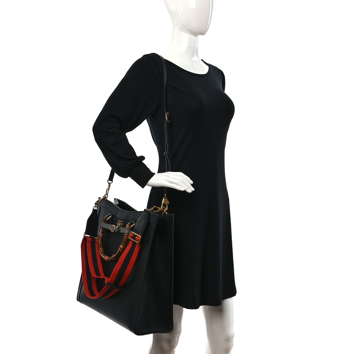 Wonka Grain Calfskin Large Diana Tote Bag Black