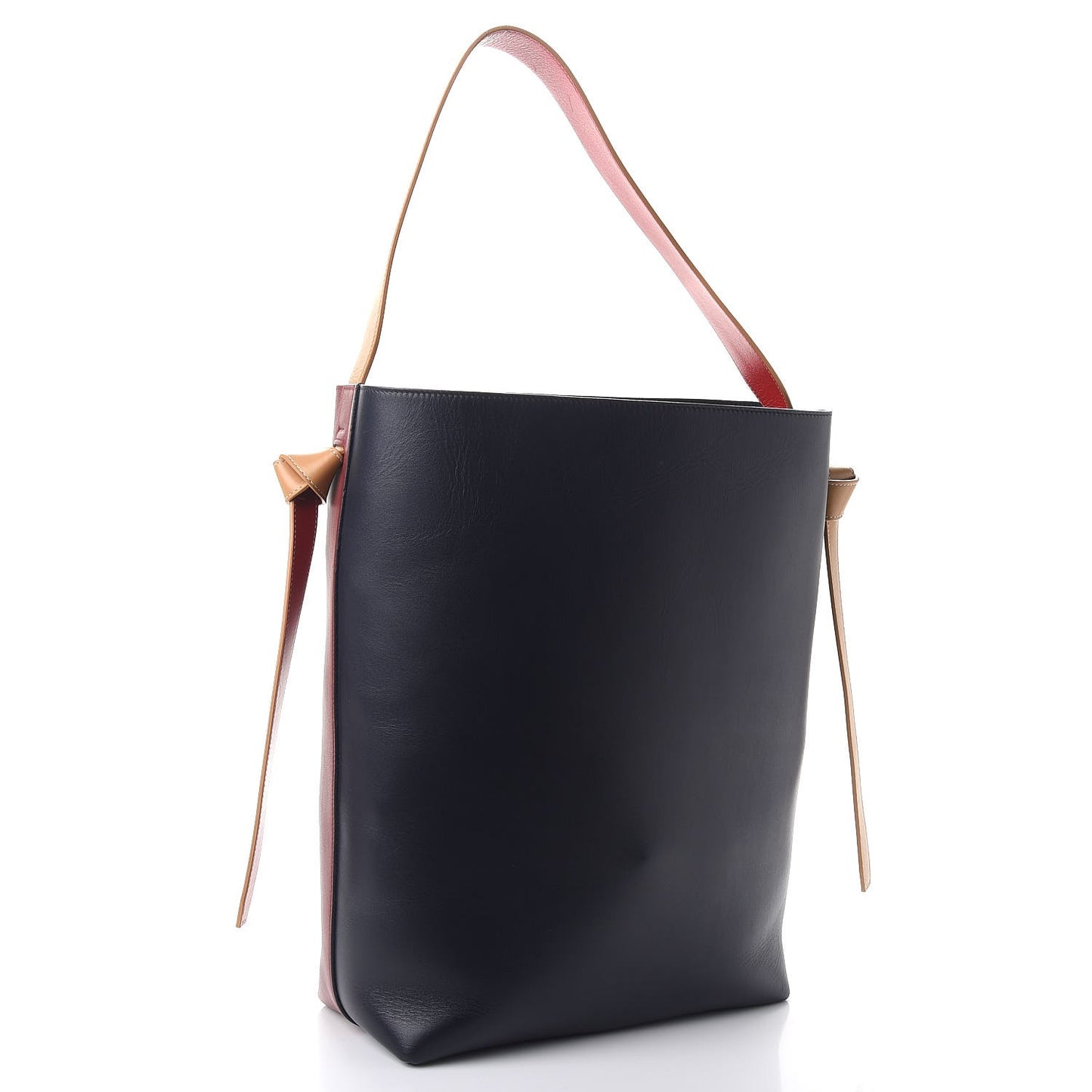 Shiny Smooth Calfskin Small Twisted Cabas Dark Ruby Navy