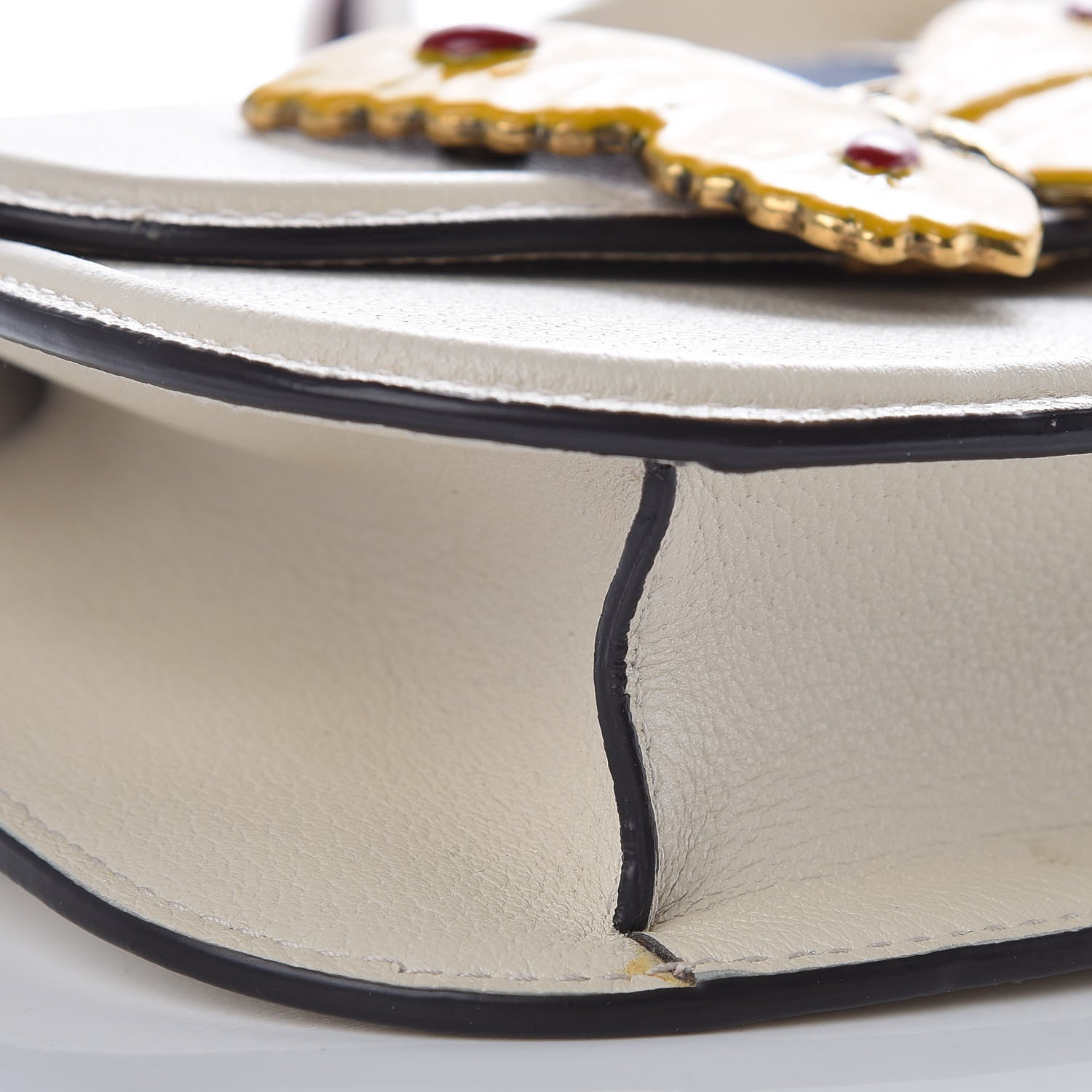 Gucci Calfskin Web Stripe Butterfly Small Totem Shoulder Bag White 5 of 10