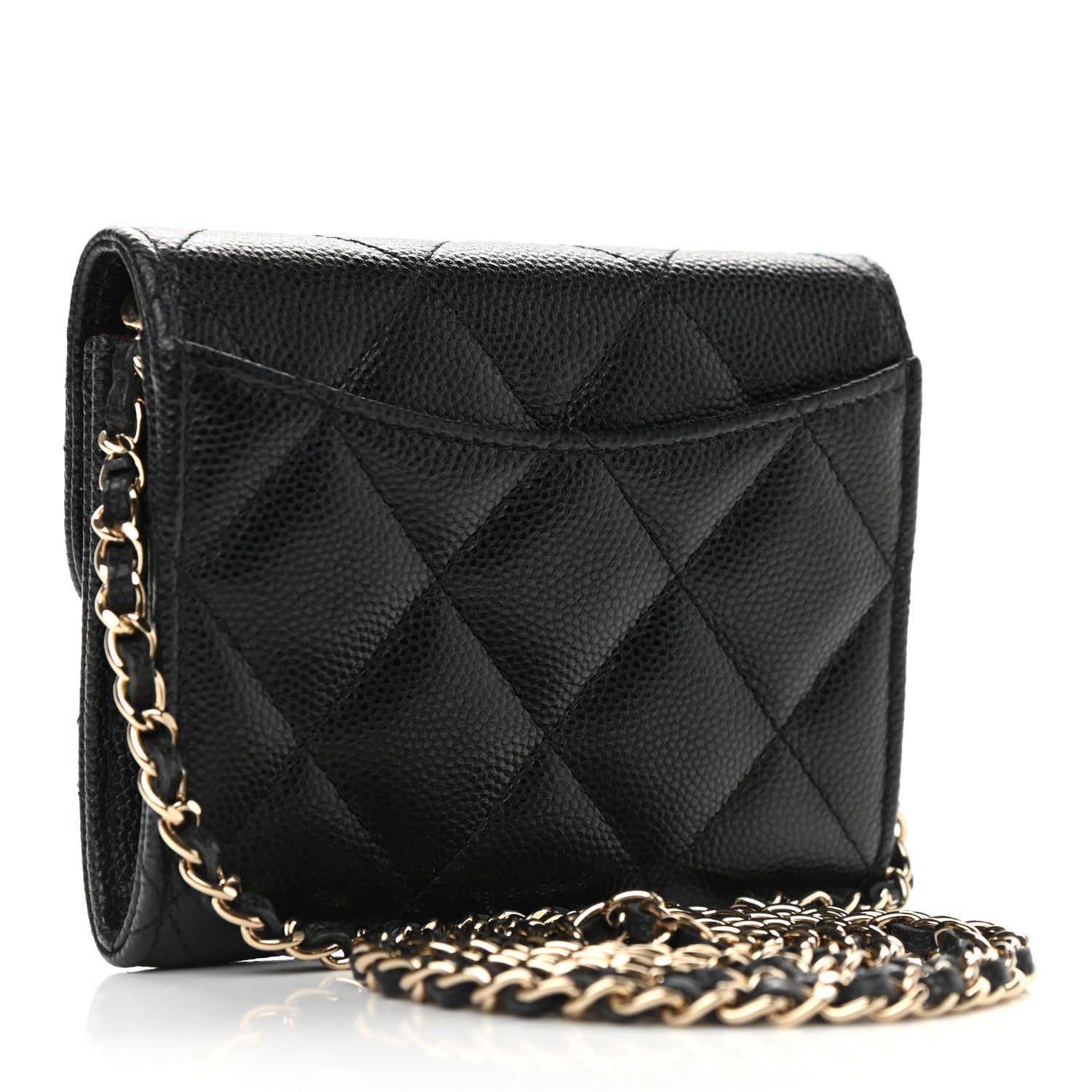 Chanel Caviar Quilted Flap Card Holder On Chain Black 1 of 10