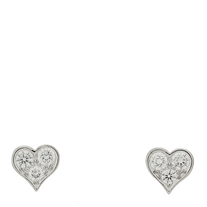 Tiffany Platinum Diamond Heart Stud Earrings 1 of 4