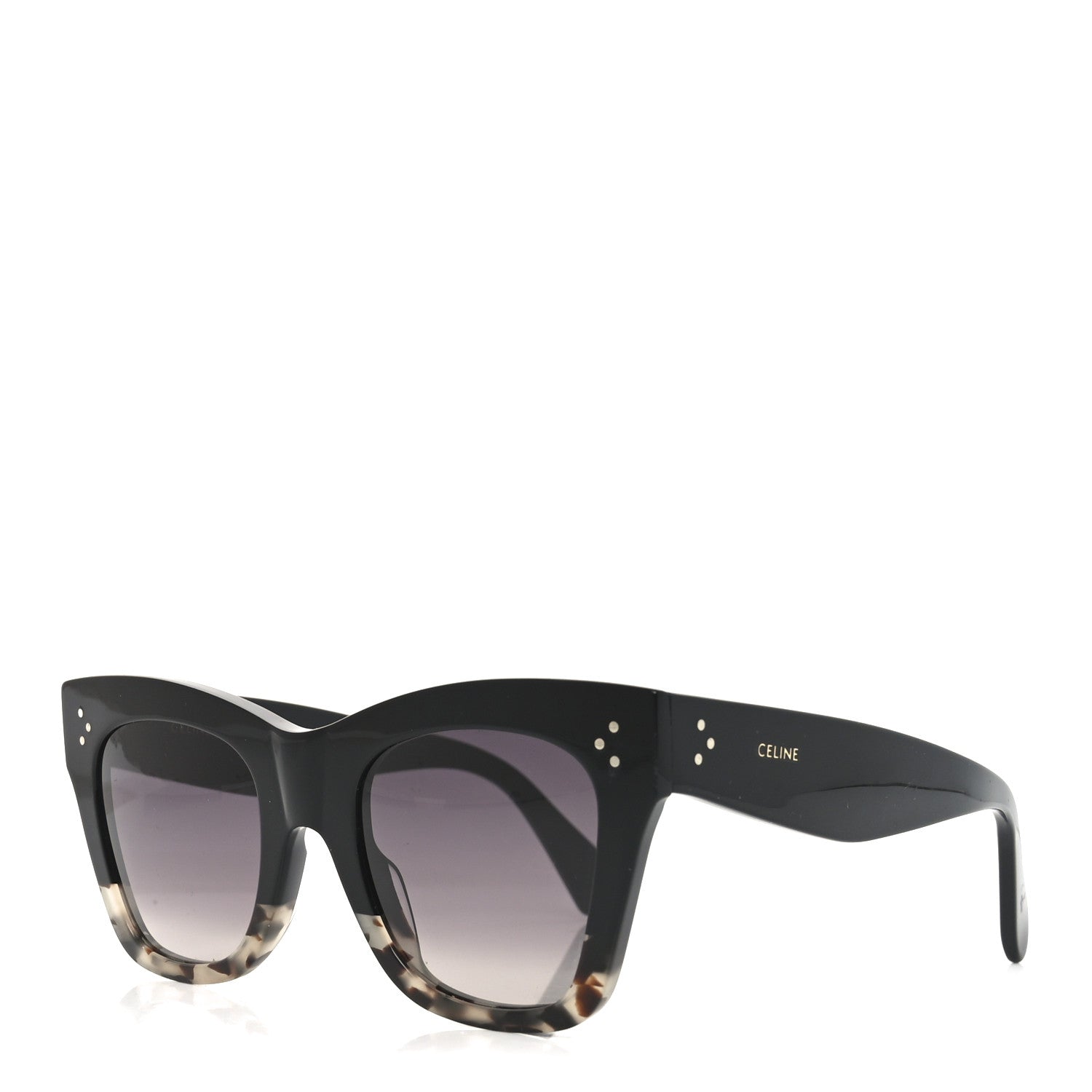 Celine Acetate Polarized Cat Eye Sunglasses CL4004IN Havana Black 1 of 7