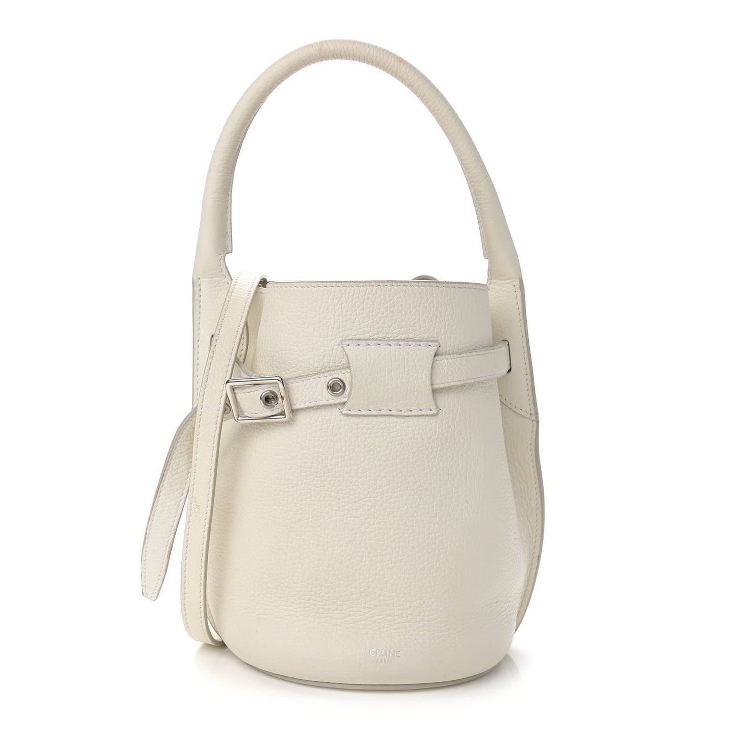 Supple Grained Calfskin Nano Big Bag Bucket White