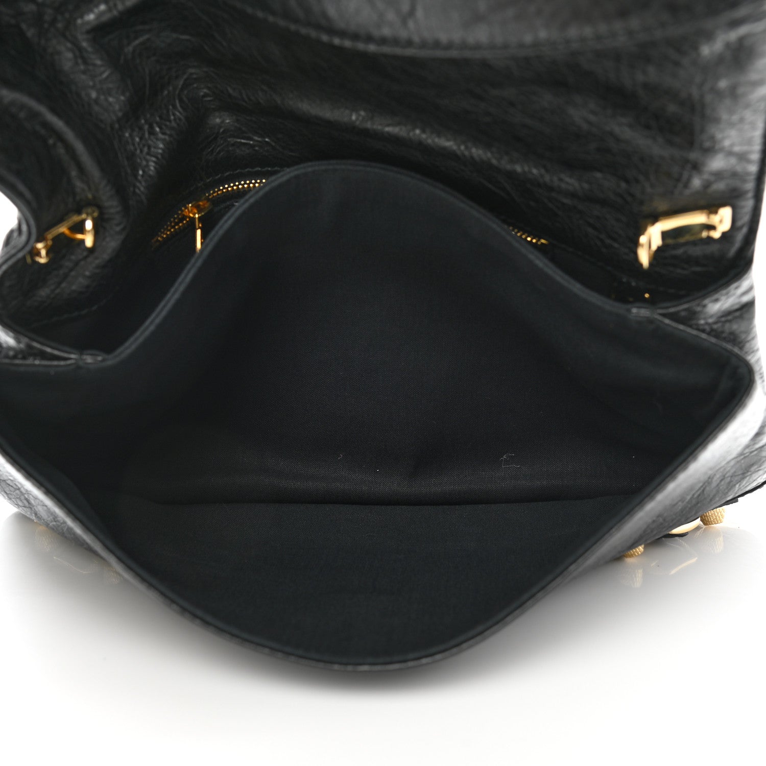 Balenciaga Agneau Giant 12 Gold Hardware Envelope Strap Clutch Black 7 of 10