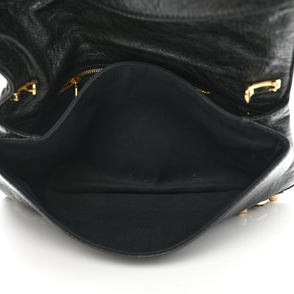 Balenciaga Agneau Giant 12 Gold Hardware Envelope Strap Clutch Black 7 of 10