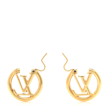 Louis Vuitton Metal Small Louise Hoop Earrings Gold 3 of 6