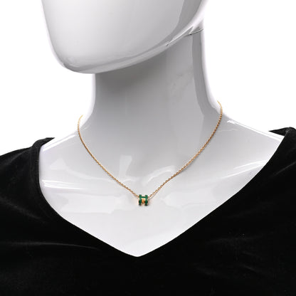 Hermes Lacquered Gold Mini Pop H Pendant Necklace Malachite 2 of 6