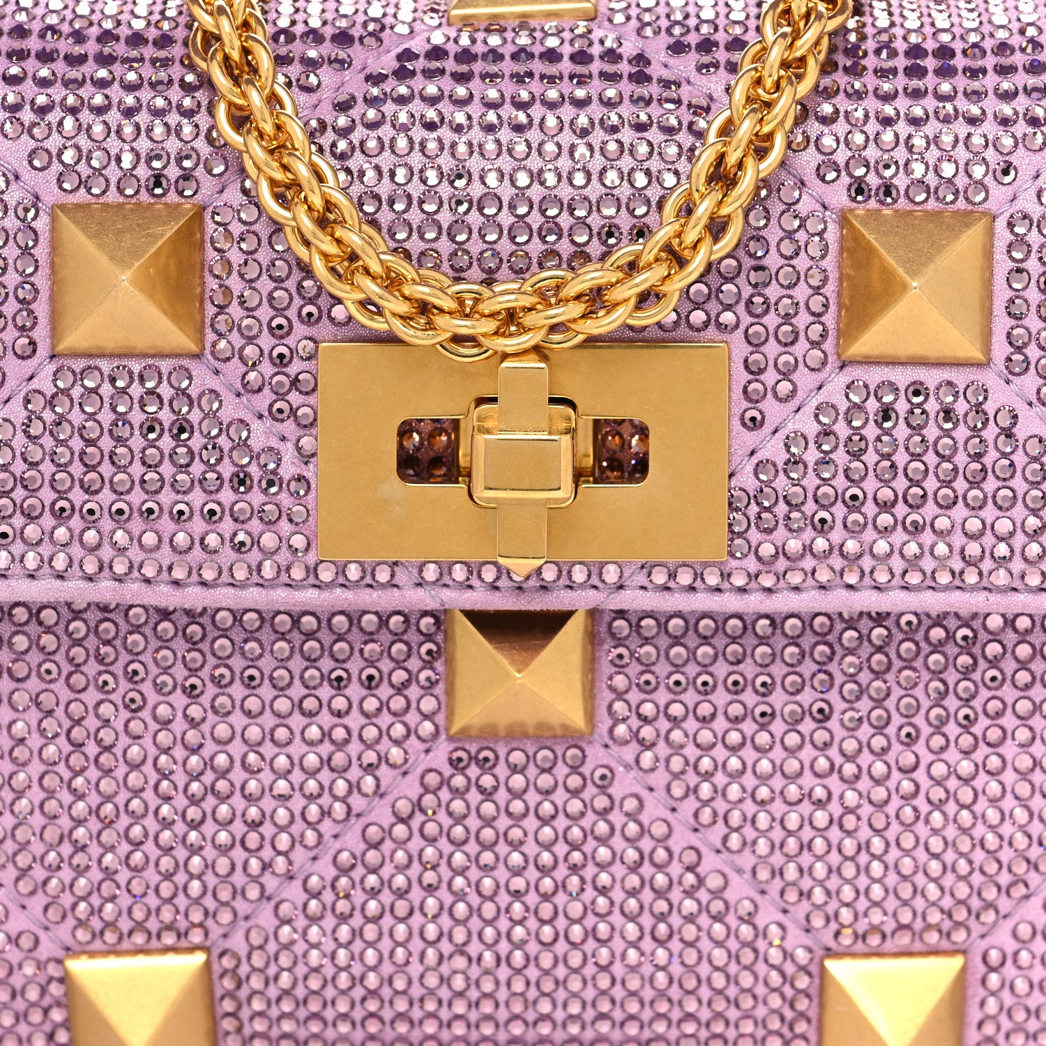 Valentino Garavani Crystal Suede Small Roman Stud Shoulder Bag Light Amethyst Glicine 7 of 9
