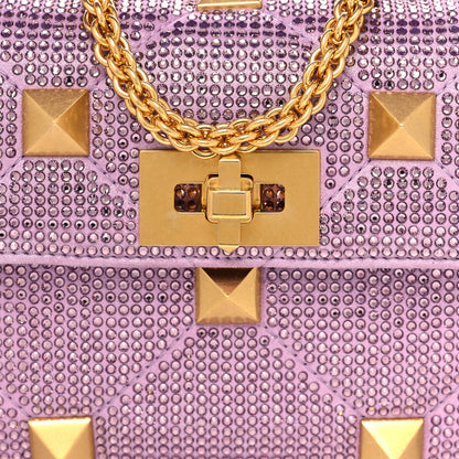 Valentino Garavani Crystal Suede Small Roman Stud Shoulder Bag Light Amethyst Glicine 7 of 9