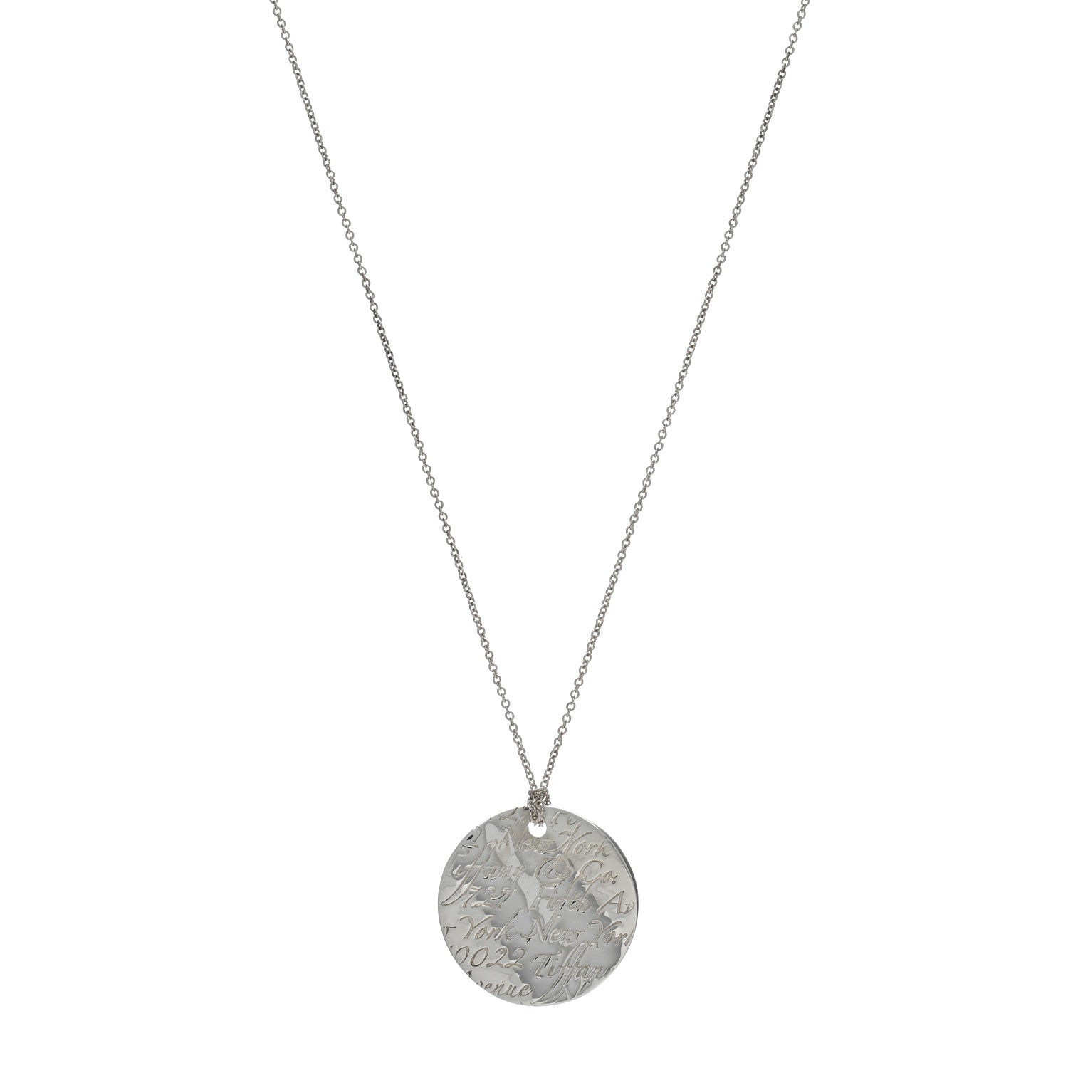 Tiffany Sterling Silver Notes Round Pendant Necklace 1 of 4