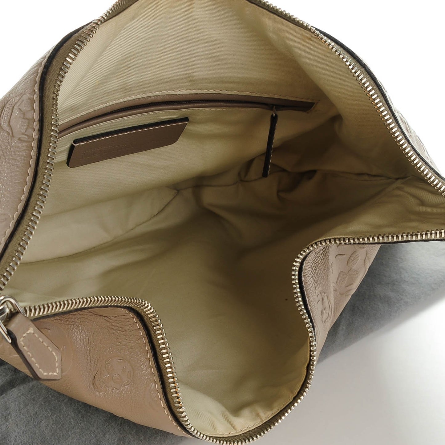 Calfskin Skull Embossed De Manta Clutch Natural Brown