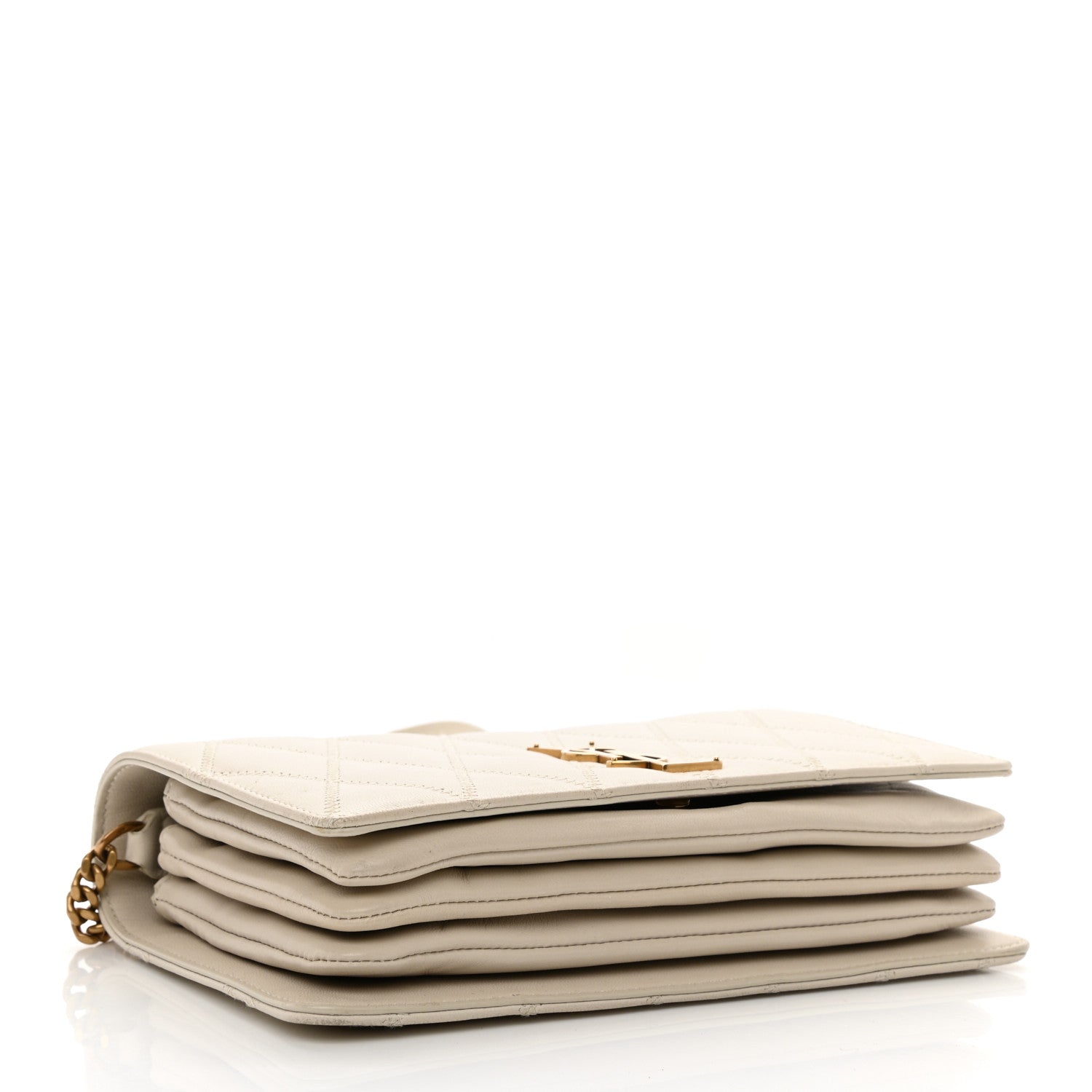 Saint Laurent Lambskin Diamond Quilted Angie Chain Bag Crema 4 of 9
