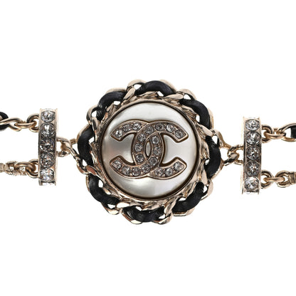 Chanel Metal Pearl Lambskin Chain CC Fancy Belt 75 Black Gold 3 of 4