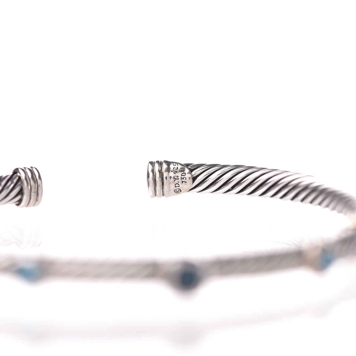 Sterling Silver 18K Yellow Gold Blue Topaz Turquoise 4mm Renaissance Bracelet