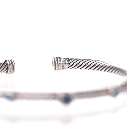 David Yurman Sterling Silver 18K Yellow Gold Blue Topaz Turquoise 4mm Renaissance Bracelet 4 of 4