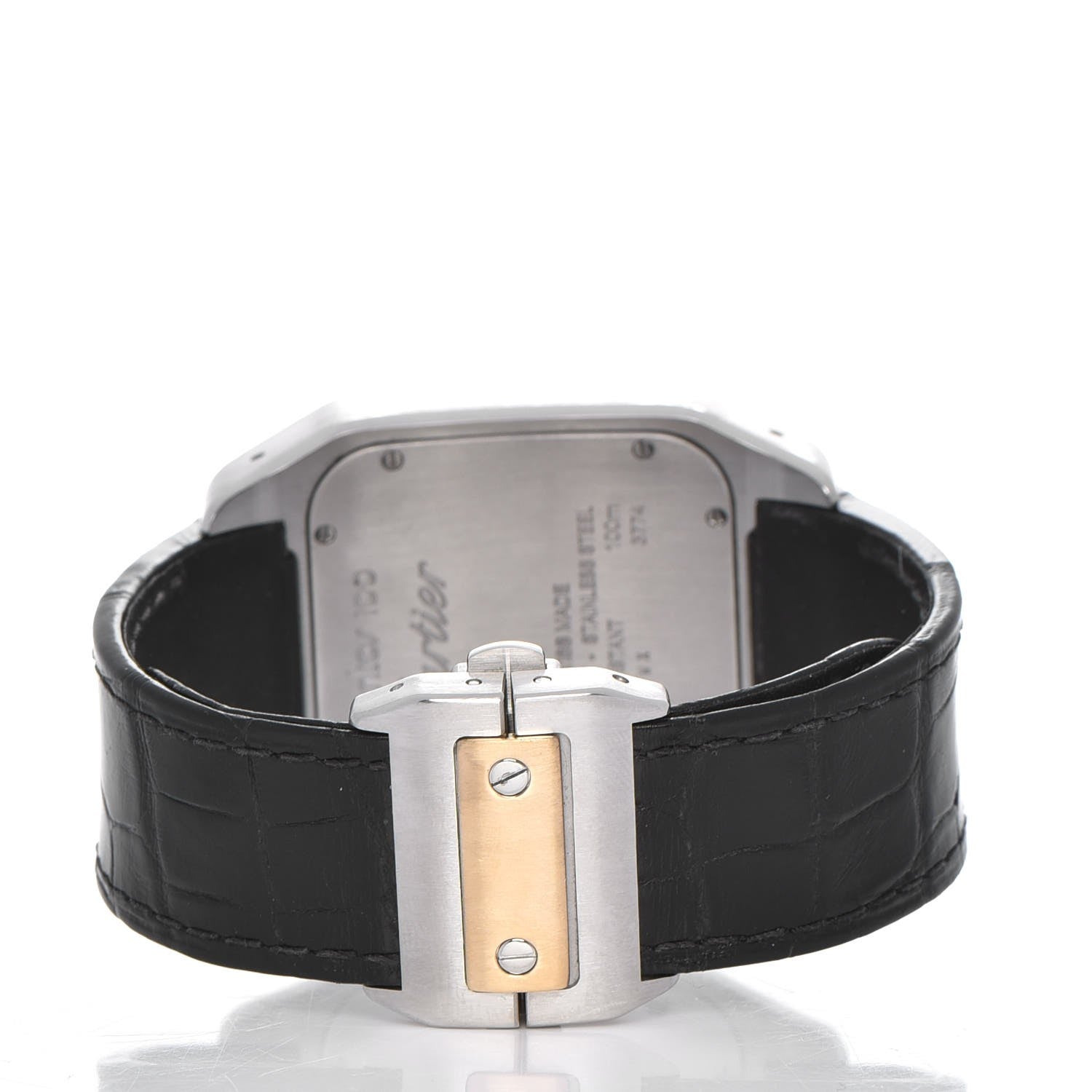 Cartier Stainless Steel 18K Yellow Gold Alligator 38mm Santos 100 Automatic Watch 3 of 18