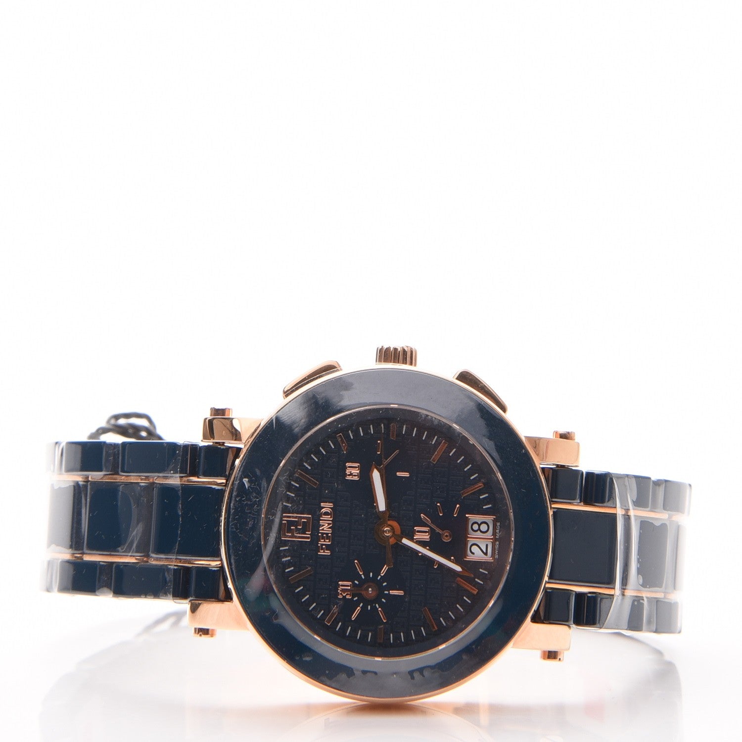 Fendi Stainless Steel Ceramic 38mm Chronograph Quartz Watch Blue 3 of 7