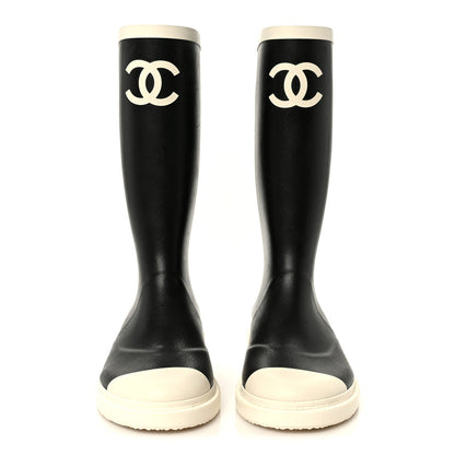 Chanel Caoutchouk CC High Boots 37 Black White 3 of 10