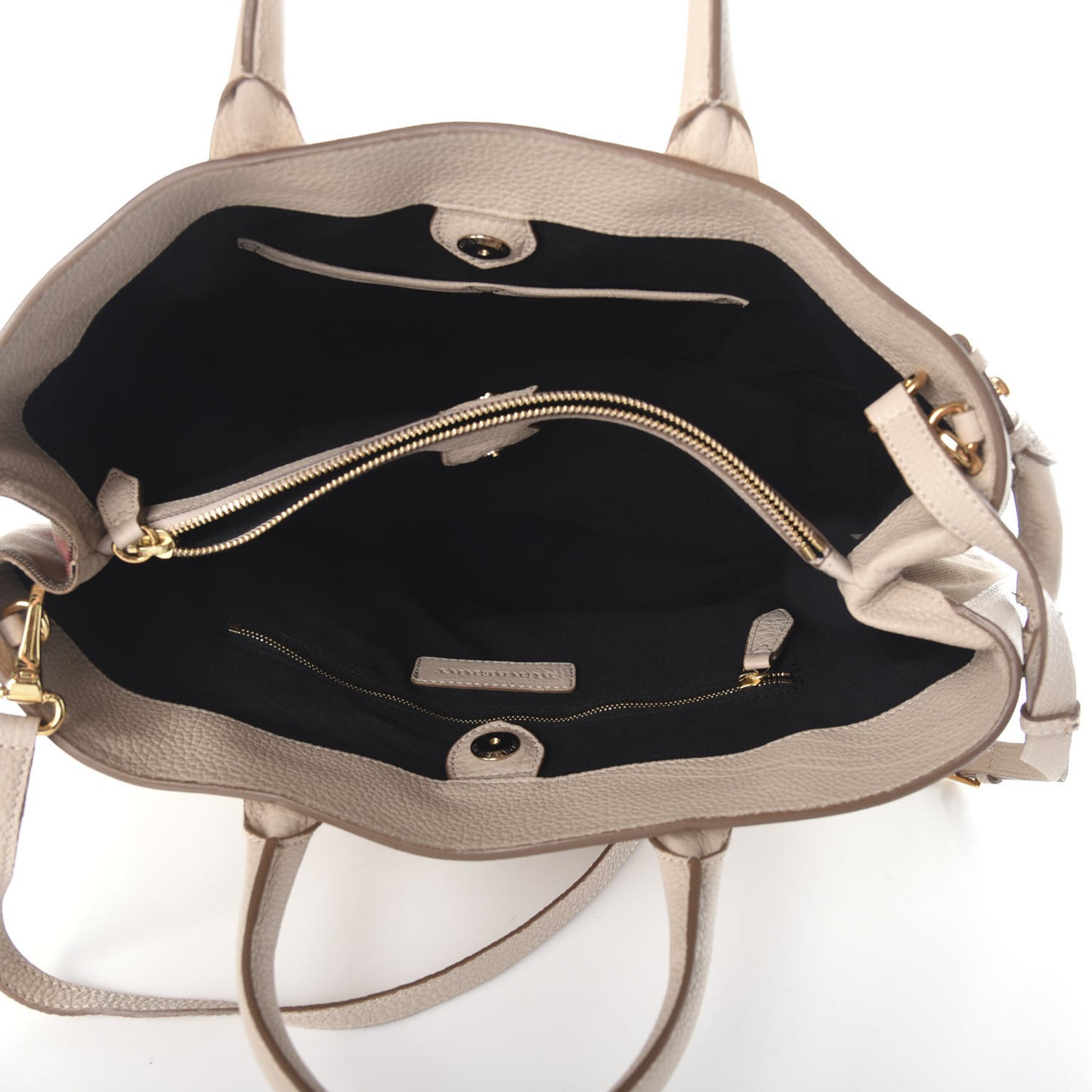 Grainy Calfskin House Check Large Banner Tote Stone