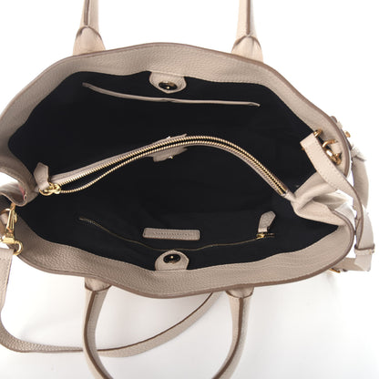 Burberry Grainy Calfskin House Check Large Banner Tote Stone 5 of 9